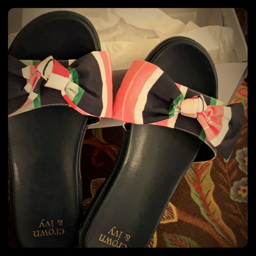 New in box. Crown&Ivy Multi-stripe Mila flats.